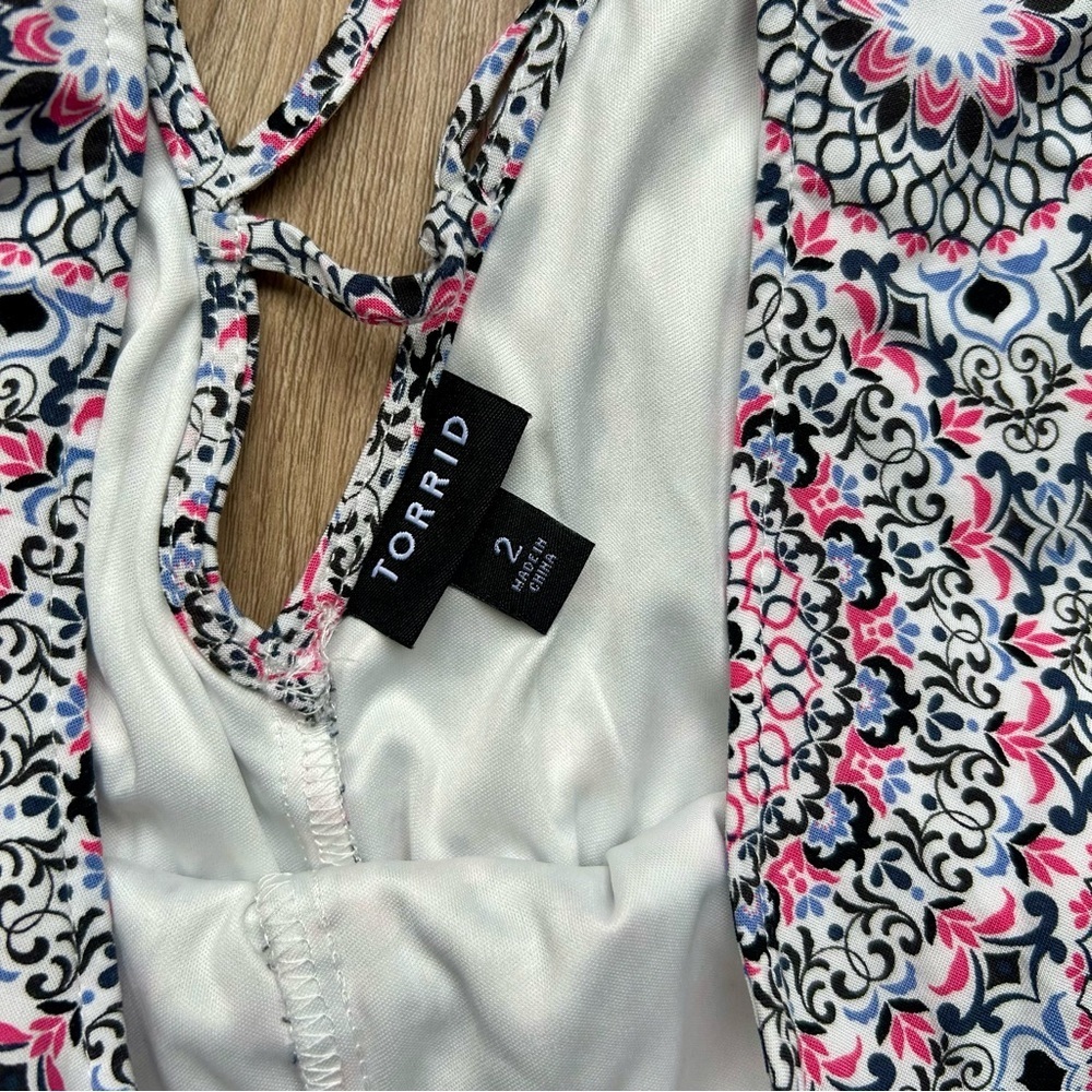 Torrid Pink & Black Paisley Pattern Flowy Mini Dress/ Tunic - Picture 3 of 7